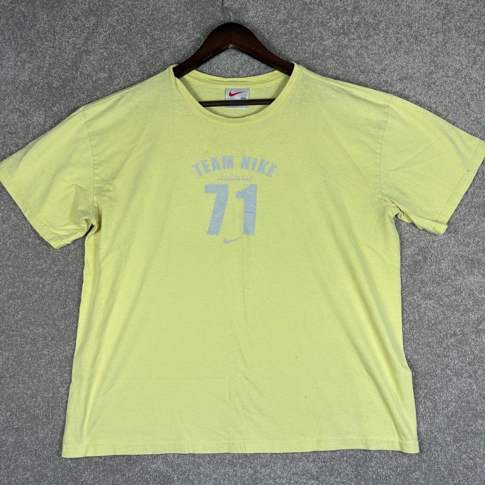 Vintage Nike Team Nike Established 71 Graphic T-Shirt Yellow XXL Made in USA